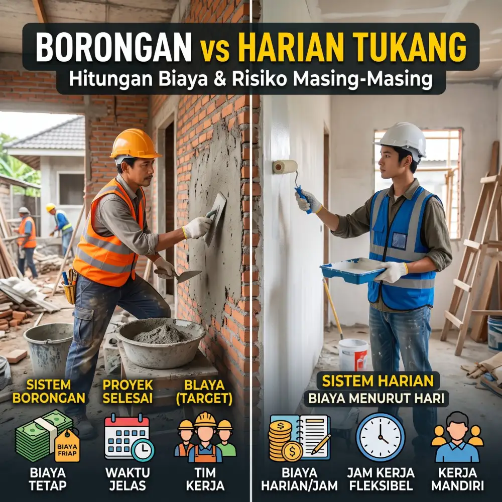Borongan vs Harian Tukang: Hitungan Biaya dan Risiko Masing-Masing