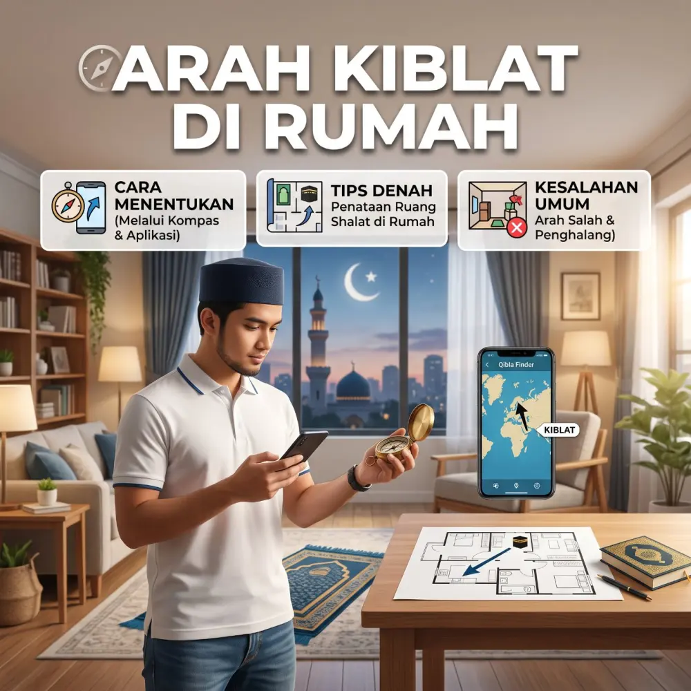 Arah Kiblat di Rumah: Cara Menentukan, Tips Denah, dan Kesalahan Umum