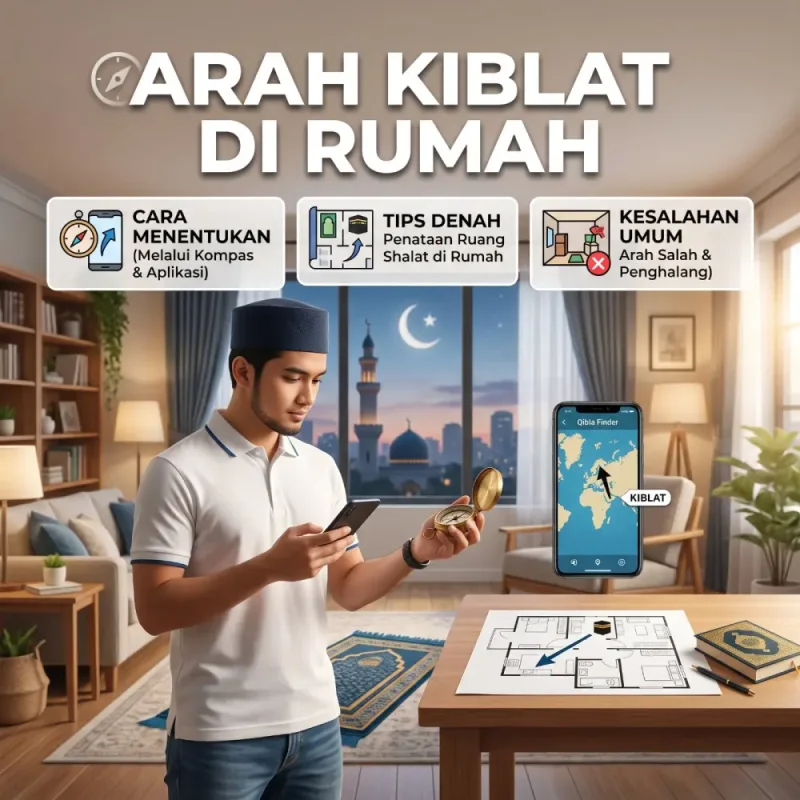 Arah Kiblat di Rumah: Cara Menentukan, Tips Denah, dan Kesalahan Umum