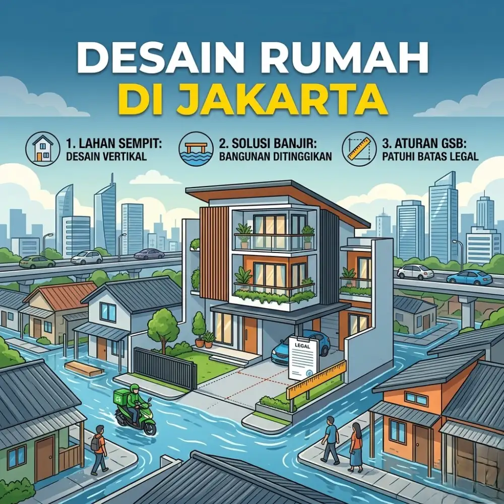 Desain Rumah di Jakarta: Solusi Lahan Sempit, Banjir, dan Aturan GSB